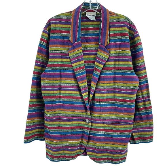 Capezio Jackets & Blazers - Capezio Multicolor Striped Vintage Cotton Blazer Women's Size Medium Preowned